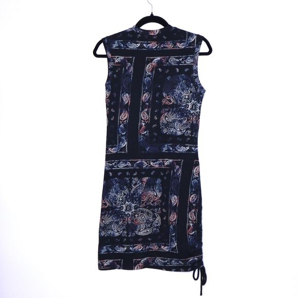 PAM & GELA Tie Dye Sleeveless Ruched Dress Black Base Print Casual Women's 0 - Picture 5 of 13